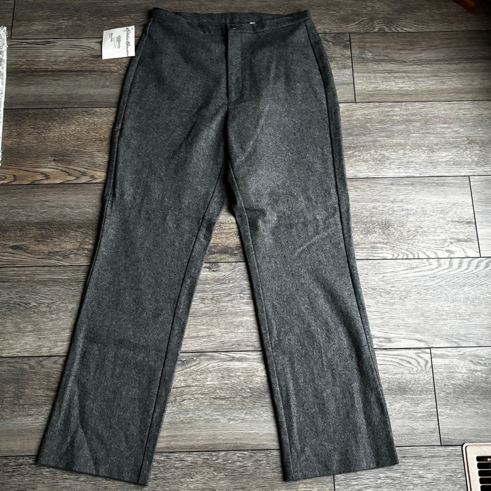 NWT Eddie Bauer Gray Wool Blend Trousers Slacks Dress Pants Sz 8